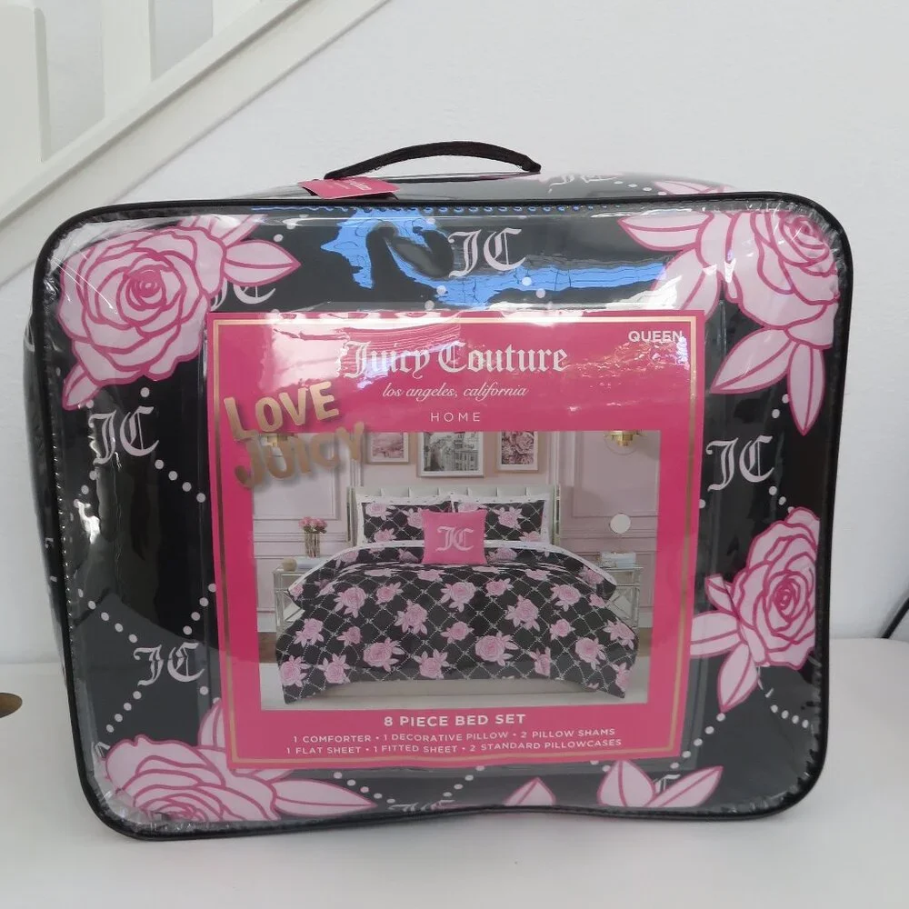 Juicy couture PInk & Black queen 8-piece comforter Bedding sets